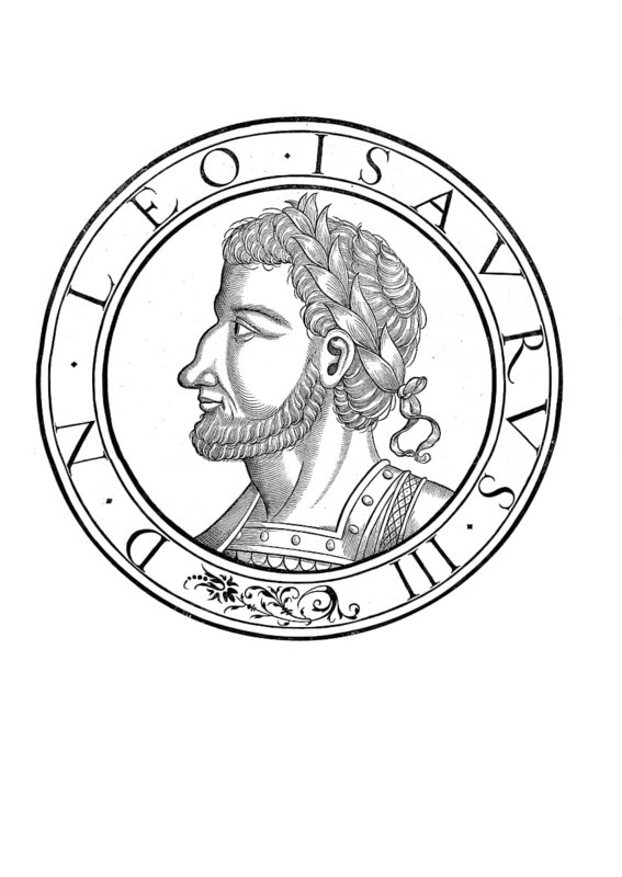 Leo III was Byzantine emperor from 717 to 741. He founded the Syrian dynasty, often referred to as the Isaurian dynasty, authentic, digitally restored reproduction from a 19th century original, record date not stated