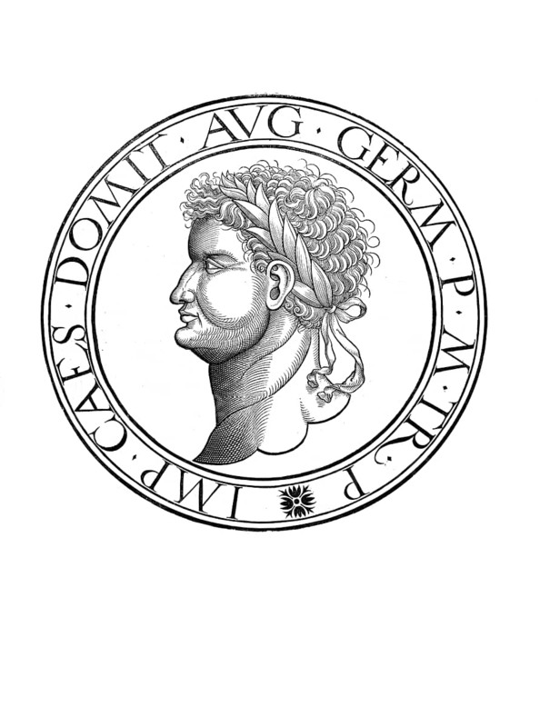 Domitian (born 24 October 51 in Rome, died 18 September 96 in Rome) was Roman Emperor from 14 September 81 until his death, authentic, digitally restored reproduction from a 19th century original, record date not stated