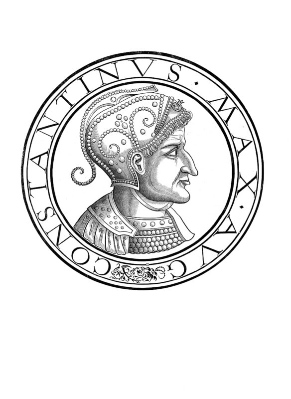 Flavius Valerius Constantinus (born on 27 February between 270 and 288 in Naissus, Moesia Superior, died 22 May 337 in Achyrona), known as Constantine the Great, in the ruler's narrative Constantine I, was Roman emperor from 306 to 337, authentic, digitally restored reproduction from a 19th century original, record date not stated