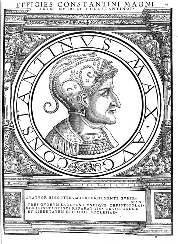 Flavius Valerius Constantinus (born on 27 February between 270 and 288 in Naissus, Moesia Superior, died 22 May 337 in Achyrona), known as Constantine the Great, in the ruler's narrative Constantine I, was Roman emperor from 306 to 337, authentic, digitally restored reproduction from a 19th century original, record date not stated