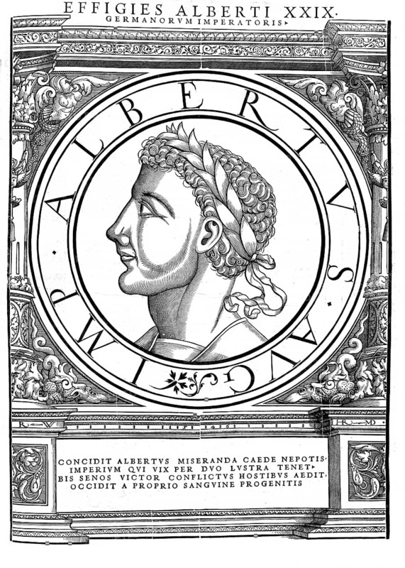 Albrecht V Count of Habsburg (born July 1255, died 1 May 1308 in Königsfelden near Brugg), was from 1282 as Albrecht I Duke of Austria, of Styria and of Carniola as well as Lord of the Windische Mark and from 1298, also as Albrecht I, Roman-German King of the House of Habsburg, authentic, digitally restored reproduction from a 19th century original, record date not stated