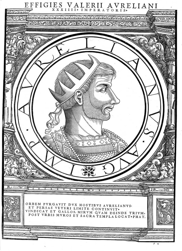 Lucius Domitius Aurelianus (born 9 September 214 in Moesia or Sirmium, Pannonia, died 275 near Caenophrurium, near Byzantium) was Roman emperor from 270 to 275, authentic, digitally restored reproduction from a 19th century original, record date not stated