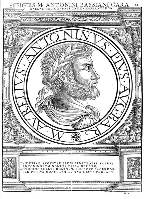 Elagabal (b. 204 probably in Rome or Emesa, d. 11 March 222 in Rome) was Roman emperor from 16 May 218 until his assassination. As such, he called himself Marcus Aurelius Antoninus, authentic, digitally restored reproduction from a 19th century original, record date not stated