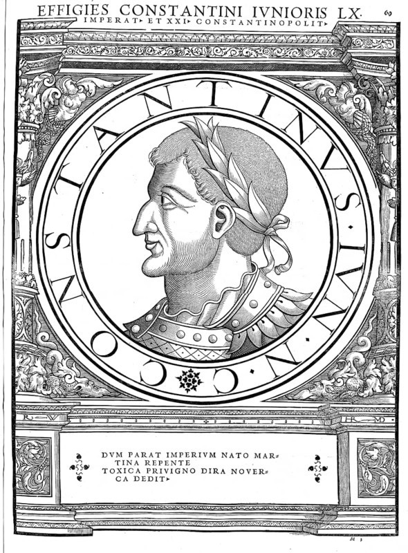 Constantine IV (born c. 650, died 685), Latin Flavius Constantinus, Byzantine emperor from 668 to 685, authentic, digitally restored reproduction from a 19th century original, record date not stated