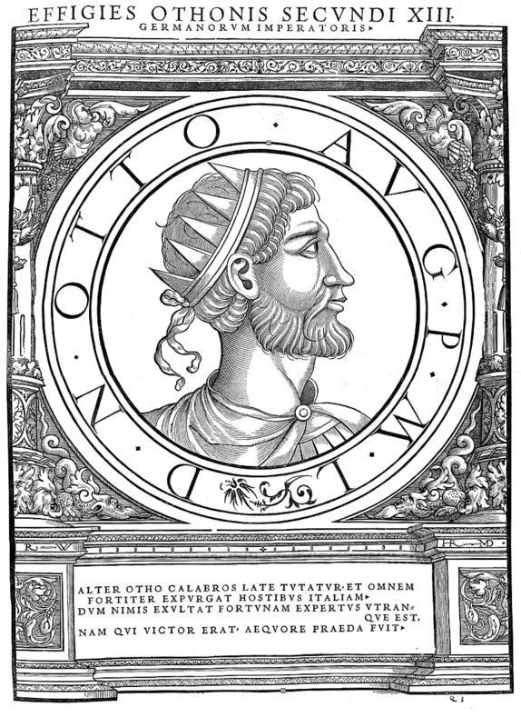 Otto II, Otto the Red, (born 955, died 7 December 983 in Rome) from the noble Liudolfing dynasty was Roman-German Emperor from 973 to 983, authentic, digitally restored reproduction from a 19th century original, record date not stated