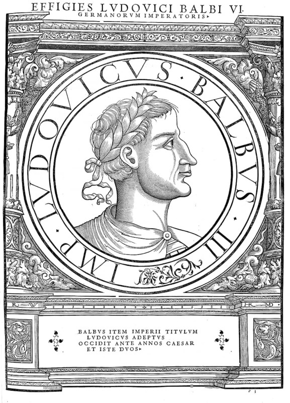 Louis II, called the Stammler, (born 1 November 846, died 10 April 879 in Compiègne), was the eldest and only surviving son of the West Frankish King Charles II the Bald and became his successor in 877, authentic, digitally restored reproduction from a 19th century original, record date not stated