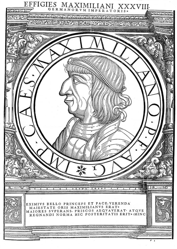 Maximilian I., Archduke Maximilian of Austria, (born 22 March 1459 at the castle in Wiener Neustadt, died 12 January 1519 at Wels Castle, Austria ob der Enns) from the Habsburg dynasty was Duke of Burgundy by marriage from 1477, Roman-German King from 1486, Lord of the Habsburg Hereditary Lands from 1493 and Roman-German Emperor in the Holy Roman Empire of the German Nation from 4 February 1508 until his death, authentic, digitally restored reproduction from a 19th century original, record date not stated