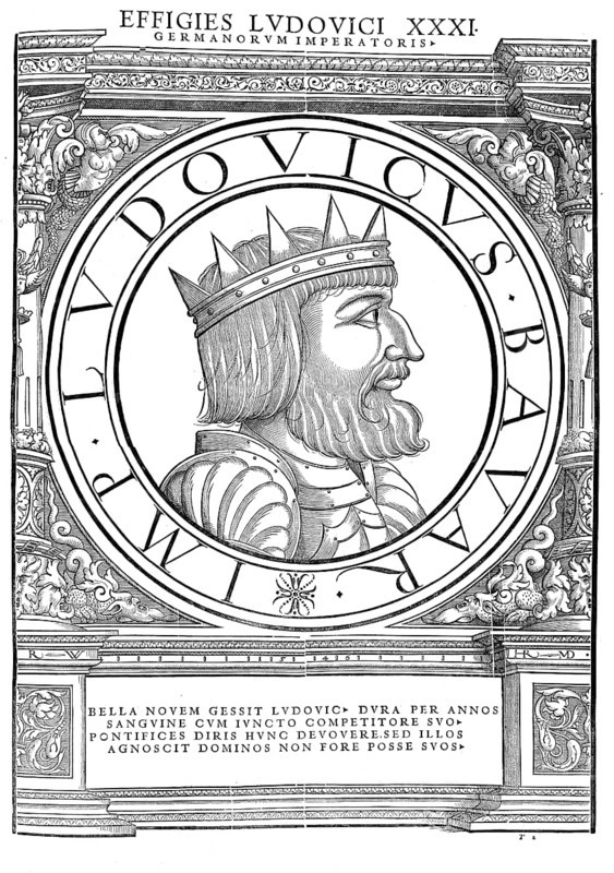 Ludwig IV, Ludwig der Bayer, Ludovicus Bavarus, (born 1282 or 1286 in Munich, died 11 October 1347 in Puch near Fürstenfeldbruck) from the House of Wittelsbach was Roman-German King from 1314 and Emperor of the Holy Roman Empire from 1328, authentic, digitally restored reproduction from a 19th century original, record date not stated