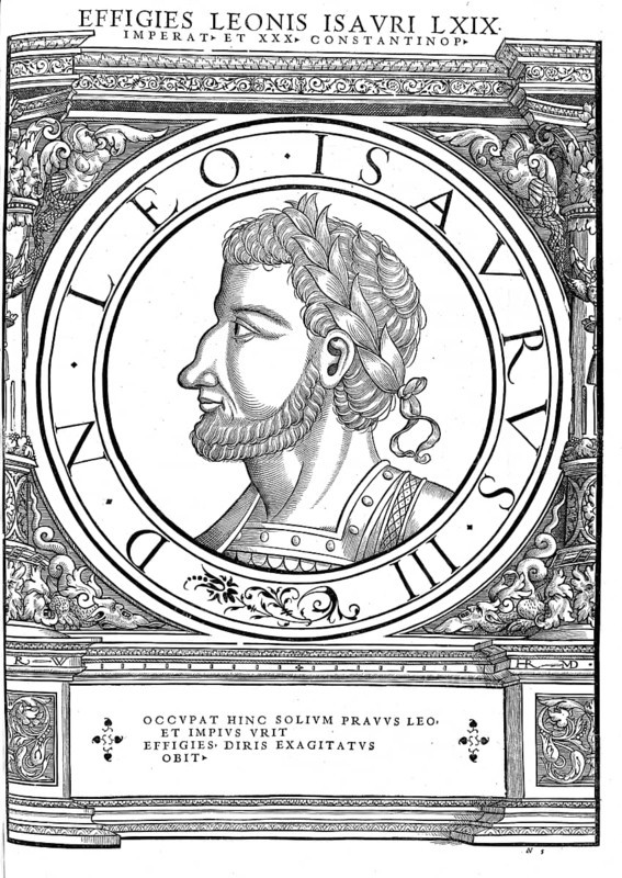 Leo III was Byzantine emperor from 717 to 741. He founded the Syrian dynasty, often referred to as the Isaurian dynasty, authentic, digitally restored reproduction from a 19th century original, record date not stated