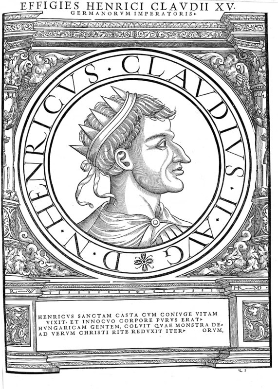 Henry II (b. 6 May 973 or 978 in Abbach or Hildesheim, d. 13 July 1024 in Grone), saint (since 1146), from the noble Ottonian dynasty, was as Henry IV. Duke of Bavaria from 995 to 1004 and again from 1009 to 1017, King of the East Franconian Empire (regnum Francorum orientalium) from 1002 to 1024, King of Italy from 1004 to 1024 and Roman-German Emperor from 1014 to 1024, authentic, digitally restored reproduction from a 19th century original, record date not stated
