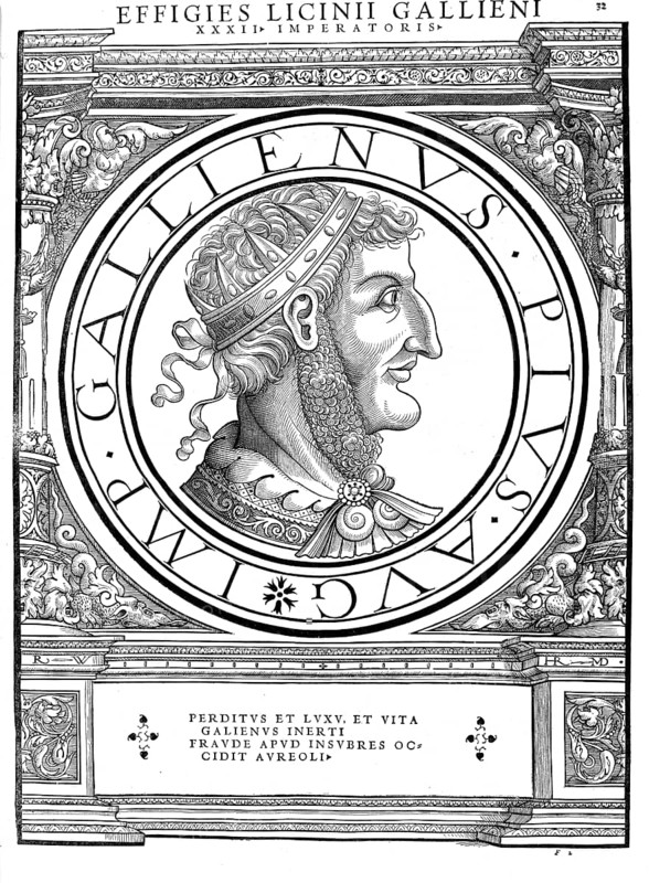 Publius Licinius Egnatius Gallienus (born around 218, died 268), Gallienus for short, was co-regent of the Roman Empire alongside his father Valerian from 253 to 260 and sole ruler from 260 to 268 during the imperial crisis of the 3rd century, authentic, digitally restored reproduction from a 19th century original, record date not stated