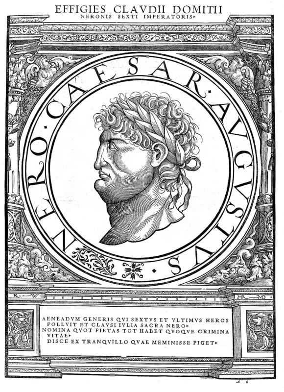 Nero Claudius Caesar Augustus Germanicus (born 15 December 37 in Antium, died 9 or 11 June 68 near Rome) was emperor of the Roman Empire from 54 to 68. He was the fifth and last emperor of the Julio-Claudian dynasty, authentic, digitally restored reproduction from a 19th century original, record date not stated