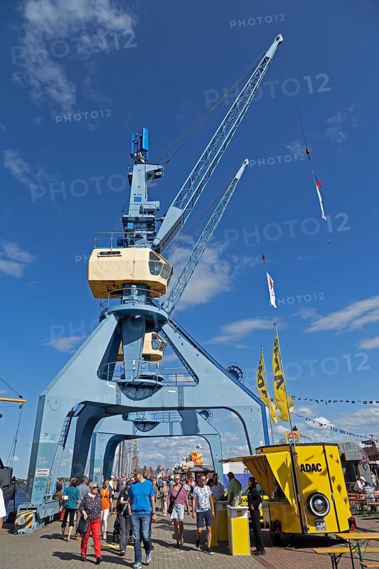 The two cranes, Hanse-Sail, city harbour, Rostock, Mecklenburg-Vorpommern, Germany