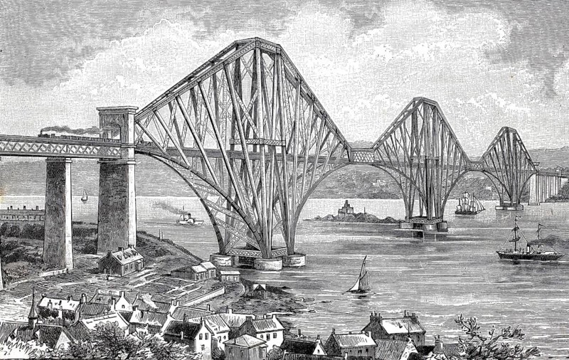 Forth Bridge, double-track railway bridge over the Firth of Forth, 1890, Scotland, Historic, authentic, digitally restored reproduction from a 19th century original, Record date not stated