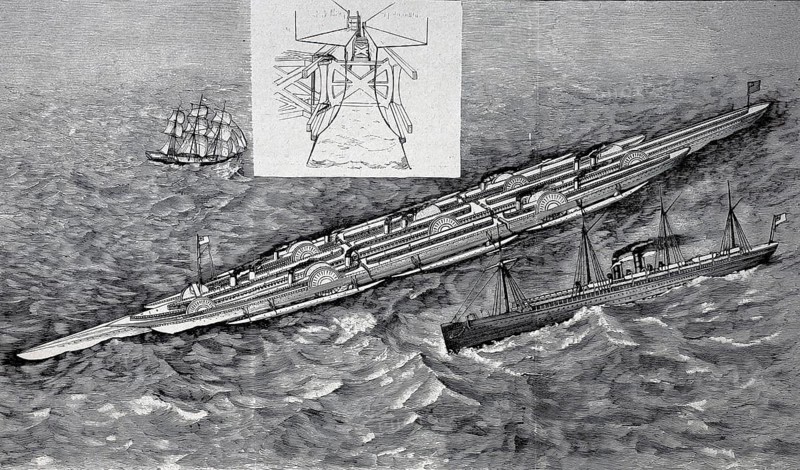 Project of a transatlantic passenger liner, 1890, Historic, authentic, digitally restored reproduction from a 19th century original, Record date not stated