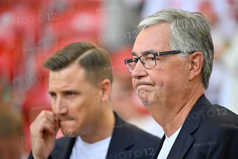 President Dietmar Allgaier VfB Stuttgart and Member of the Executive Committee Andreas Grupp VfB Stuttgart Portrait reflective Bundesliga, MHPArena, MHP Arena Stuttgart, Baden-Württemberg, Germany