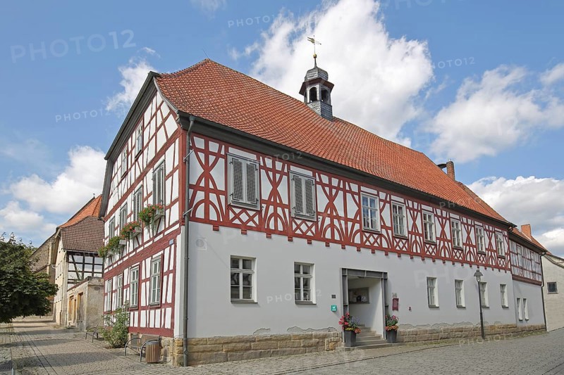 Historic town hall, market square, Heldburg, Thuringia, Germany