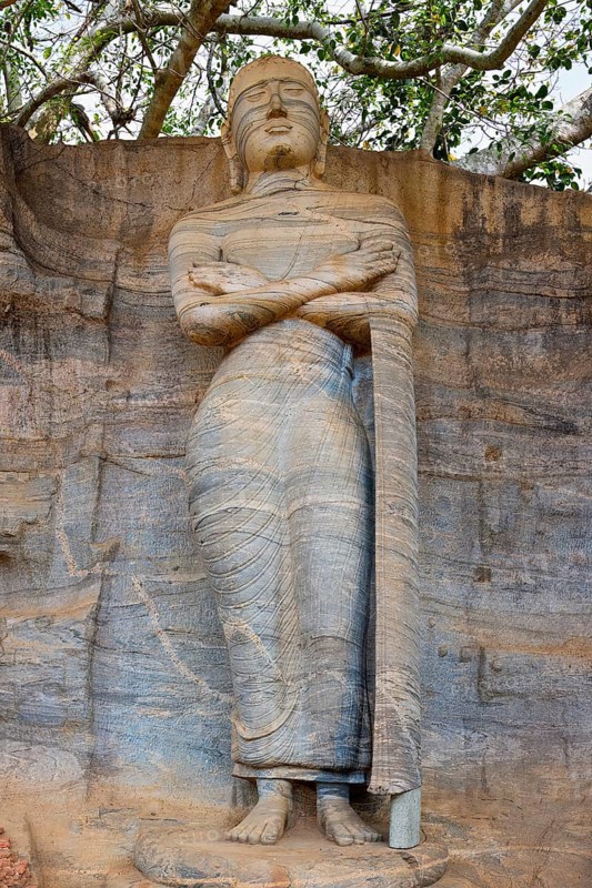 Standing Buddha statue, Polonnaruwa ruins of the garden-city created by Parakramabahu the Great in the 12th century, Polonnaruwa, Sri Lanka