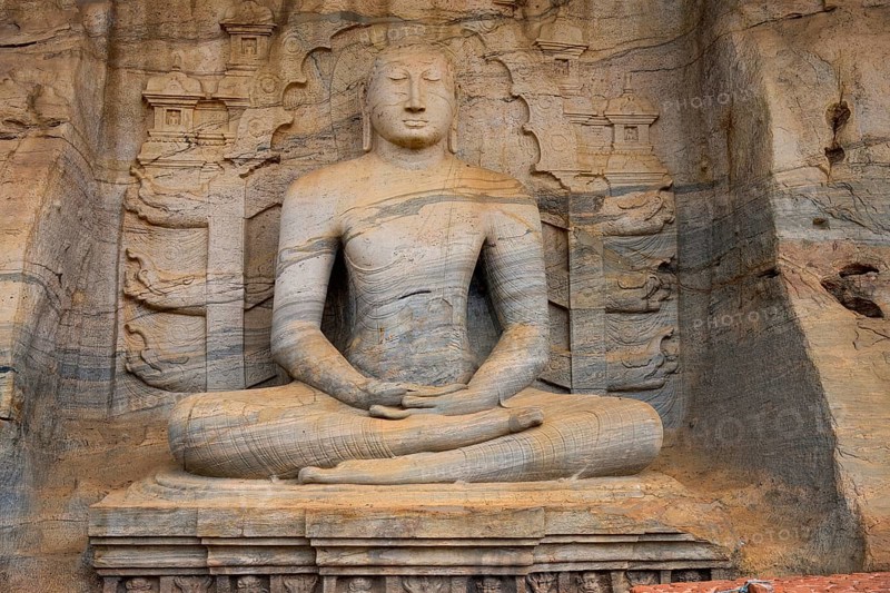 Seating Buddha statue, Polonnaruwa ruins of the garden-city created by Parakramabahu the Great in the 12th century, Polonnaruwa, Sri Lanka