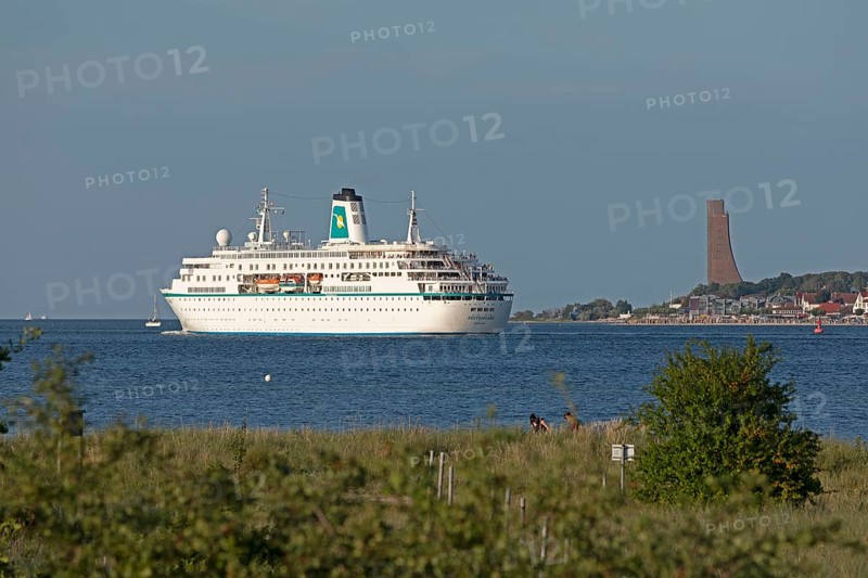 Cruise ship Germany, Naval Memorial, Laboe, Kiel Fjord, Schleswig-Holstein, Germany