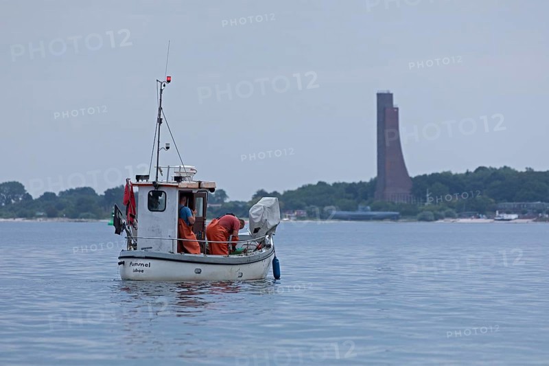 Naval memorial, fishing cutter, Laboe, Kiel Fjord, Schleswig-Holstein, Germany
