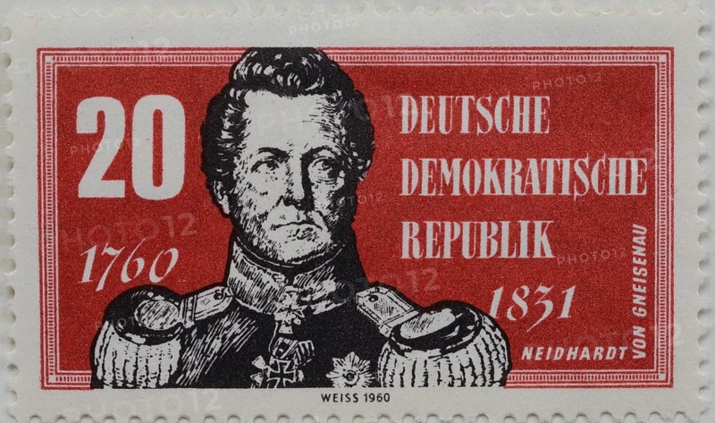 August Neidhard, Graf von Gneisenau, 1760, 1831, Prussian Field Marshall, portrait on a German post stamp