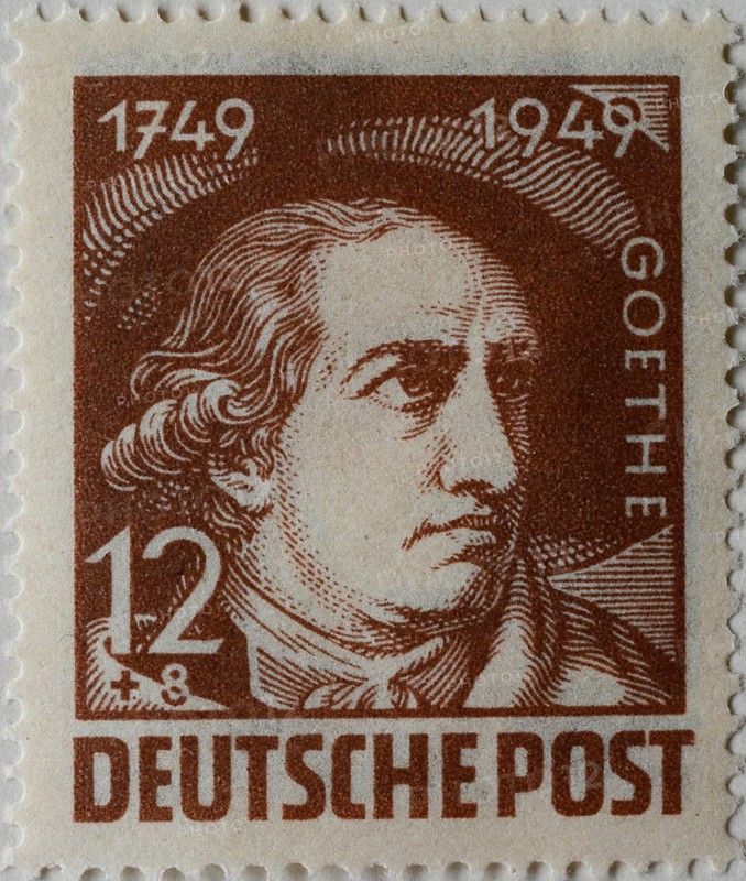 Johann Wolfgang von Goethe, a German writer and statesman, portrait on a German post tamp