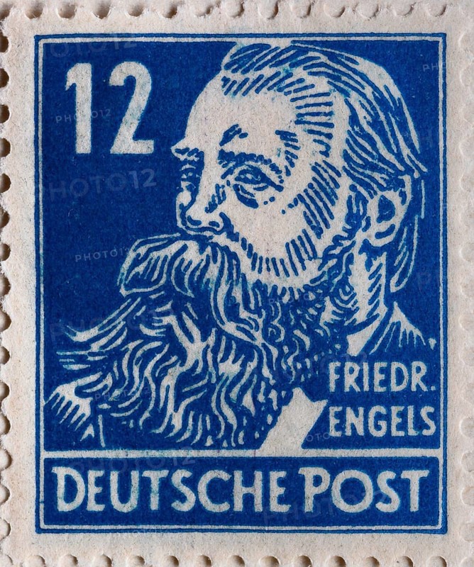 Friedrich Engels, a German social scientist, author, political theorist, philosopher, Marxist theory, portrait on a German post stamp