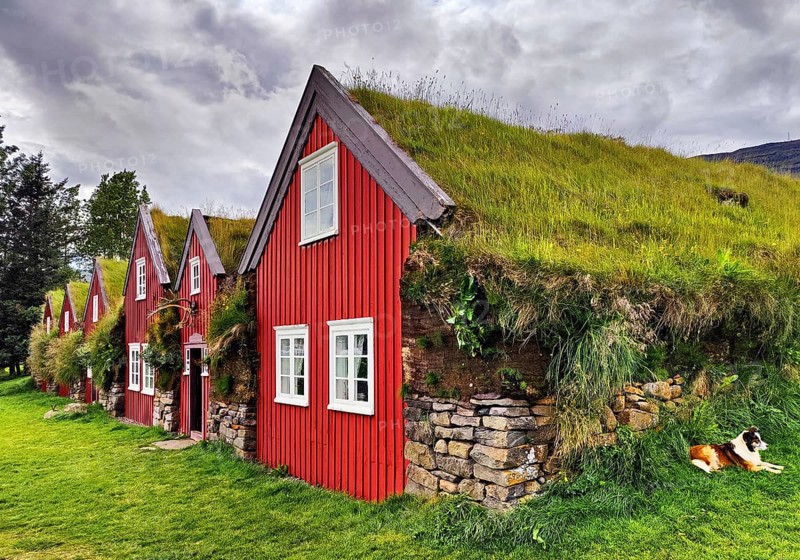 Bustarfell, a former peat farm, now a museum, East Iceland, Iceland