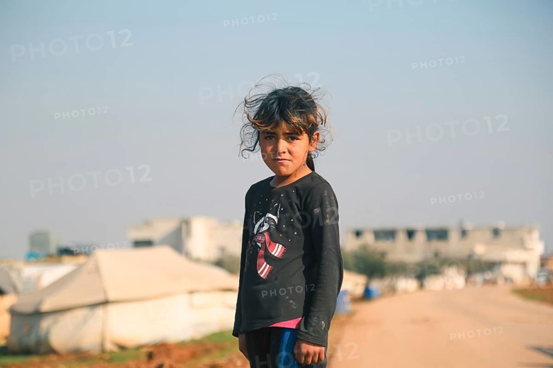 Syrian children living in a temporary refugee camp near the Syrian-Turkish border on World Children's Day. Aleppo, Syria. January 26, 2023, Aleppo, Syria