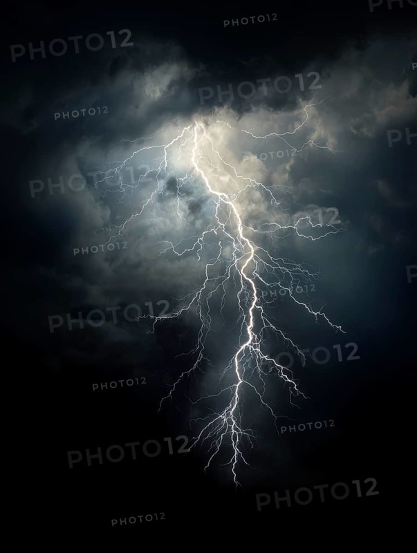 A bright flash passes through dark clouds in a dramatic night scene, AI generated, AI generated