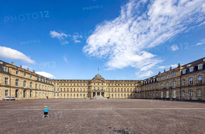 New Palace with Palace Square. Stuttgart, Baden-Württemberg, Germany