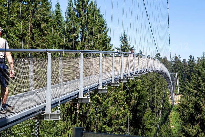 Wildline Bad Wildbad: The pedestrian suspension bridge is 380 metres long and 60 metres high. It was opened as a tourist attraction in 2018