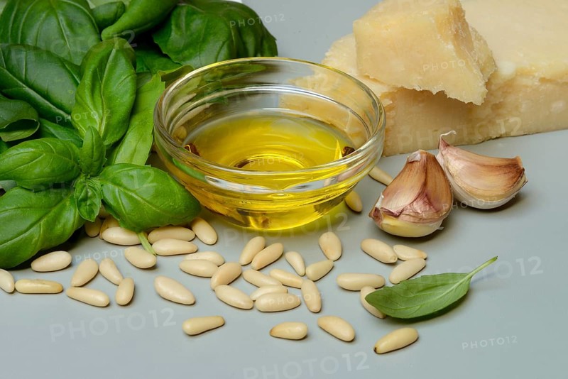 Ingredients for basil pesto, pesto alla genovese