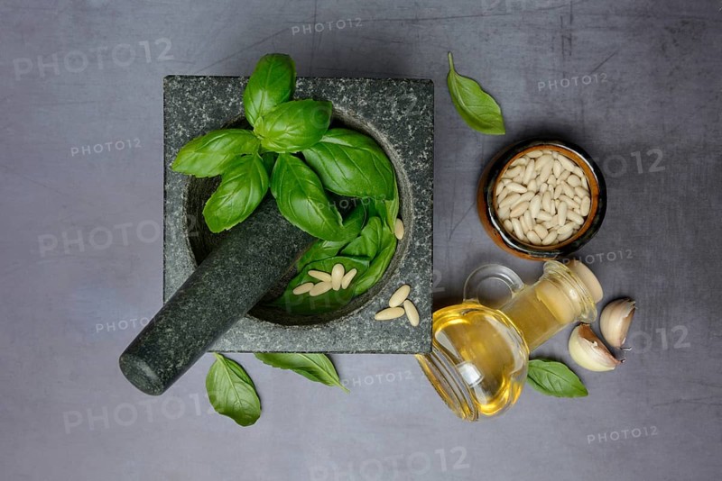 Ingredients for basil pesto, pesto alla genovese