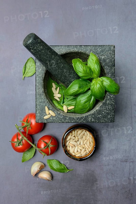 Ingredients for basil pesto, pesto alla genovese