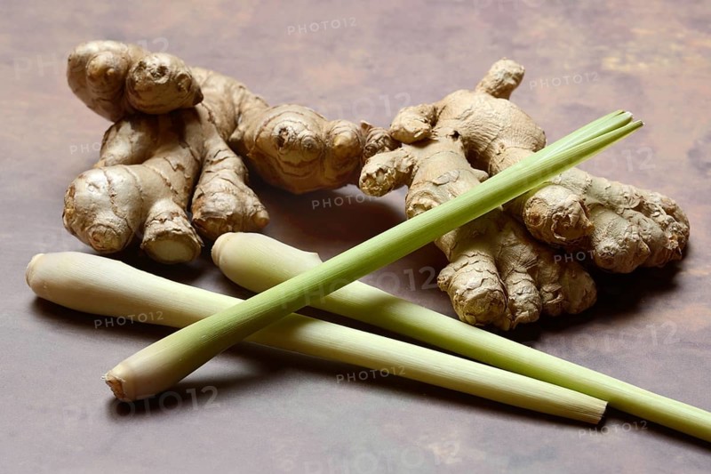 Ginger, ginger bulbs and lemongrass