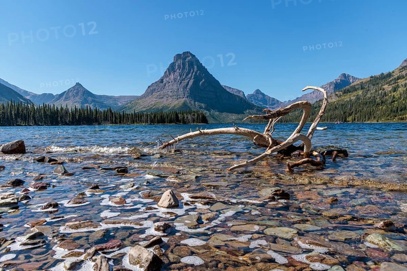 240906_146 Sinopah Mountain rises up behind Two Medicine Lake at the Two Medicine Ranger Station in Glacier National Park, Montana, USA