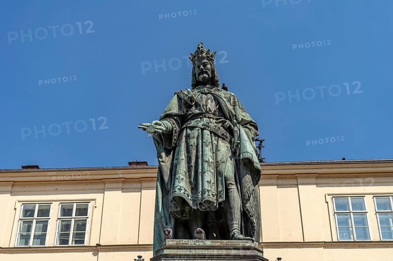 Monument to Emperor Charles IV on Crucifixion Square in Prague, Czech Republic