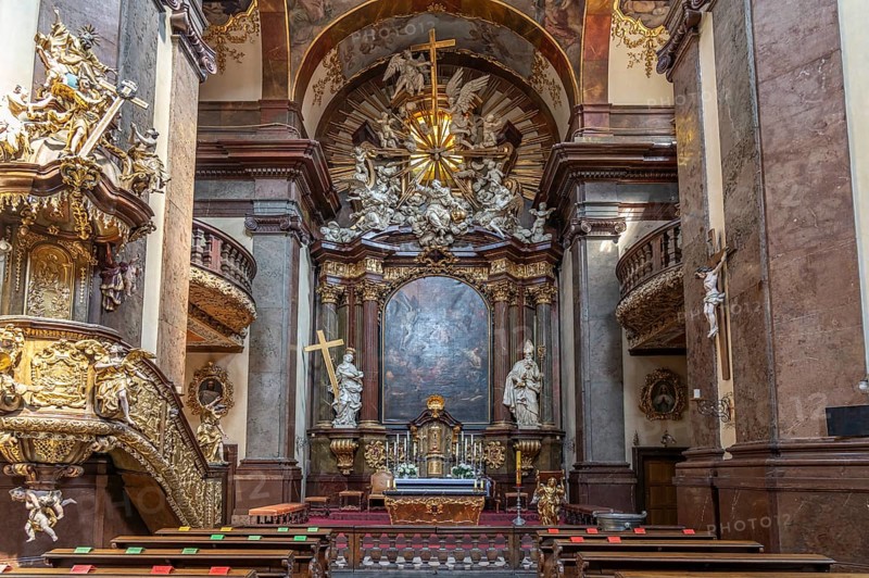 Interior of the Crucifixion Church in Prague, Czech Republic