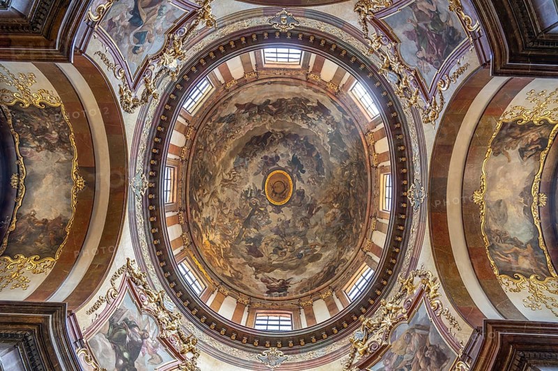 Dome of the Crucifixion Church in Prague, Czech Republic