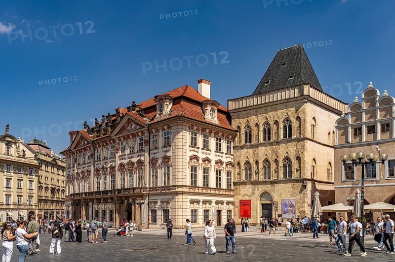 Goltz-Kinsky Palace and House Zur Steinernen Glocke on Old Town Square in Prague's Old Town, Prague, Czech Republic