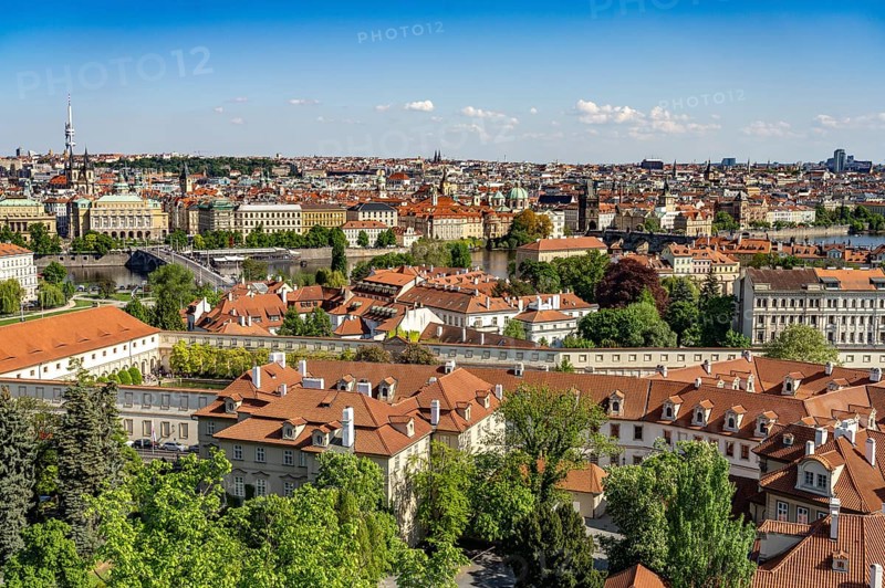 Old Town, Vltava and Malá Strana seen from above, Prague, Czech Republic