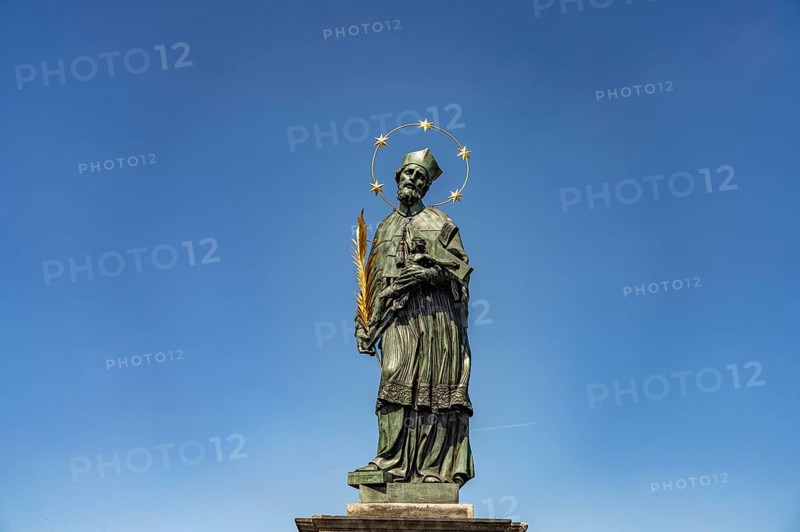 Saint John Nepomuk on Charles Bridge in Prague, Czech Republic