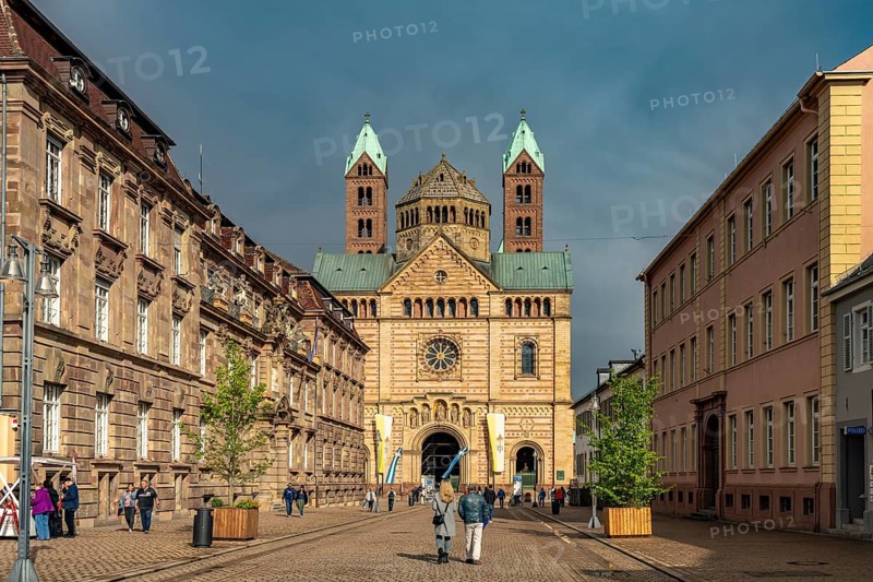 Maximilianstraße and Speyer Cathedral in Speyer, Rhineland-Palatinate, Germany