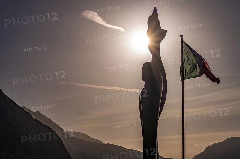 Stylized Prometheus sculpture in modern Delphi, Greece