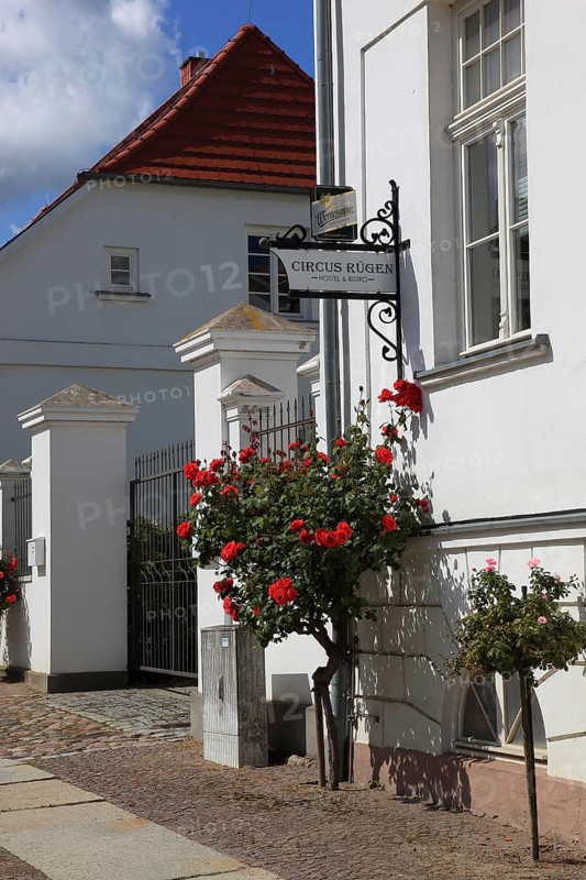 A heritage-protected house on the Circus, Putbus on the island of Rügen, Vorpommern-Rügen district, Mecklenburg-Western Pomerania, Germany