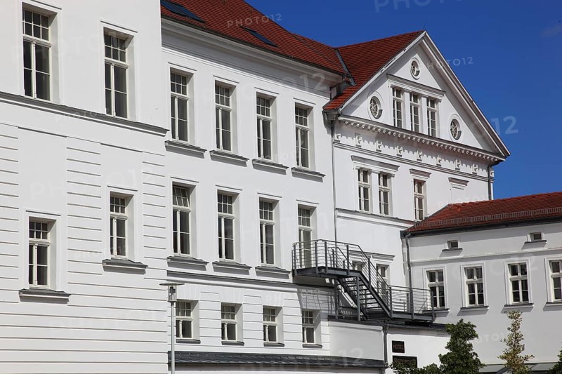 A heritage-protected house on the Circus, Putbus on the island of Rügen, Vorpommern-Rügen district, Mecklenburg-Western Pomerania, Germany