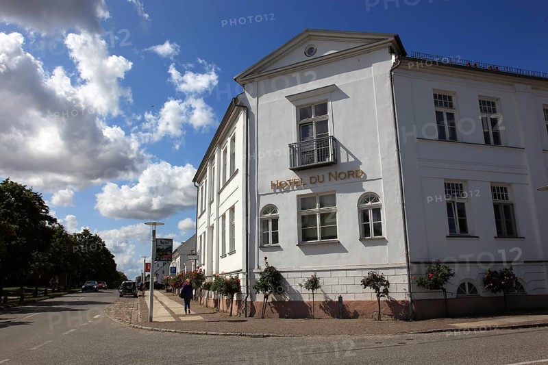 The heritage-protected building Hotel du Nord, Putbus on the island of Rügen, Vorpommern-Rügen district, Mecklenburg-Western Pomerania, Germany
