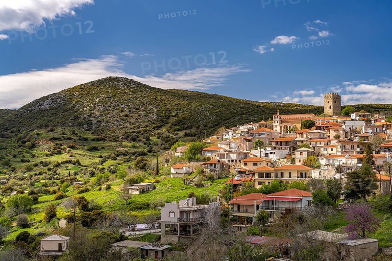 The village of Trachili on the island of Euboea or Evia, Greece